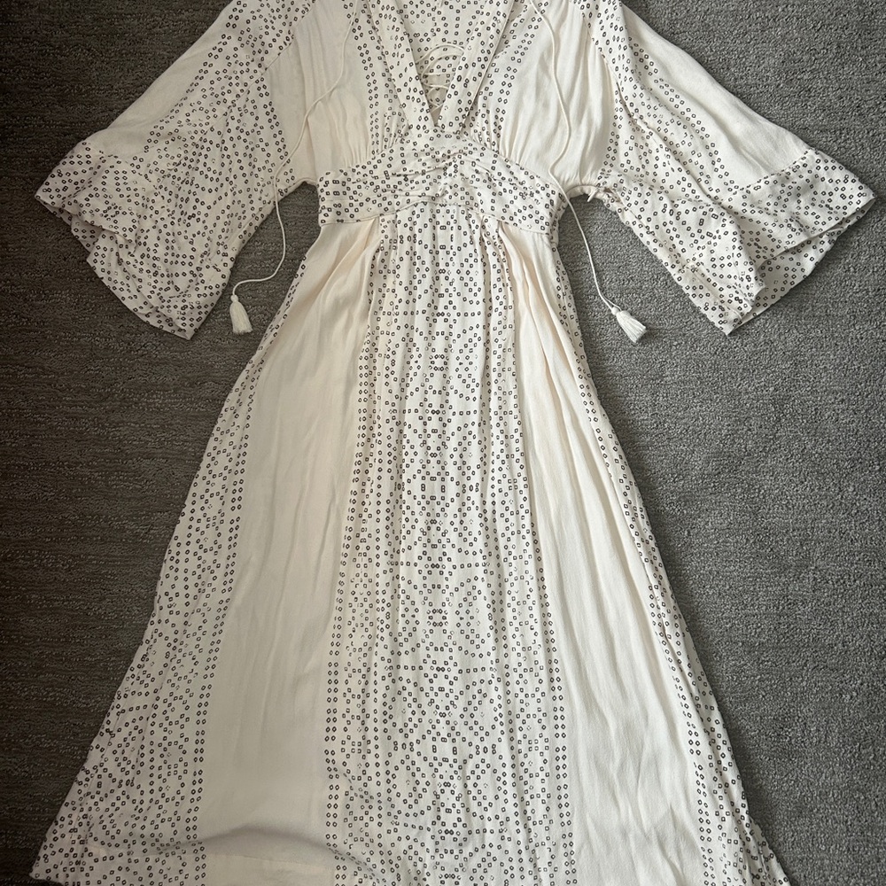 Free People Cream and Black Patterned Dress